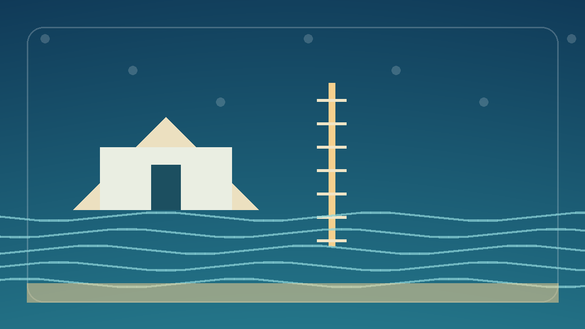 A basic diagram showing a water level reference line compared to a pier