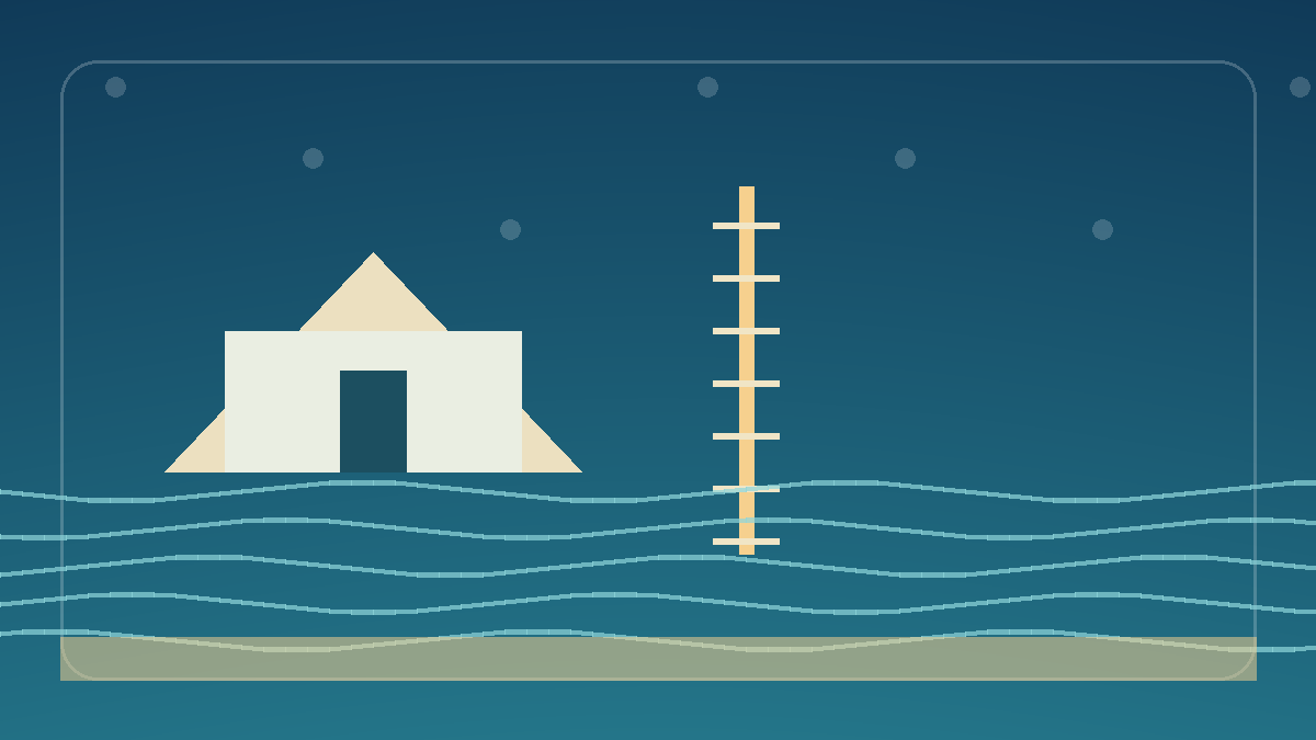 A coastal lodging information board highlighting local tidal schedules